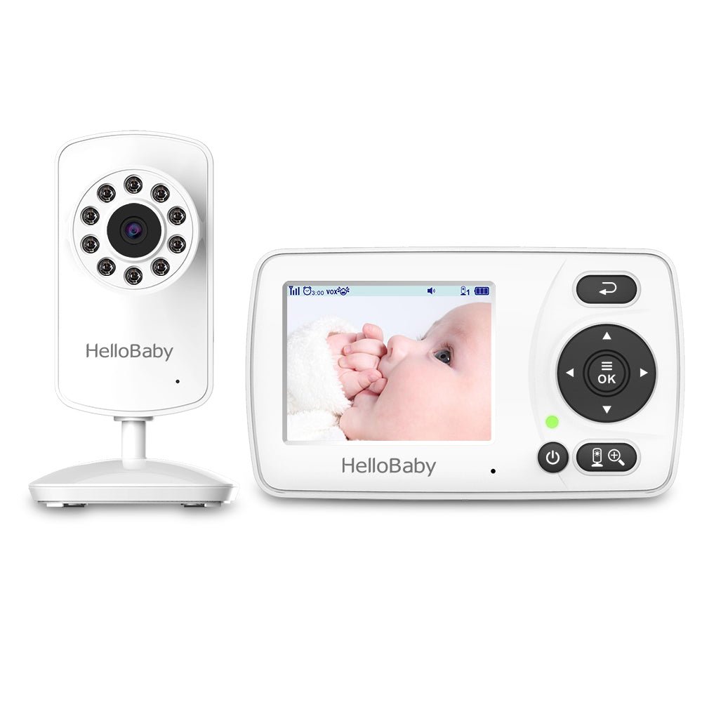HelloBaby HB30 camera and dedicated parent display in a manufacturer product image.