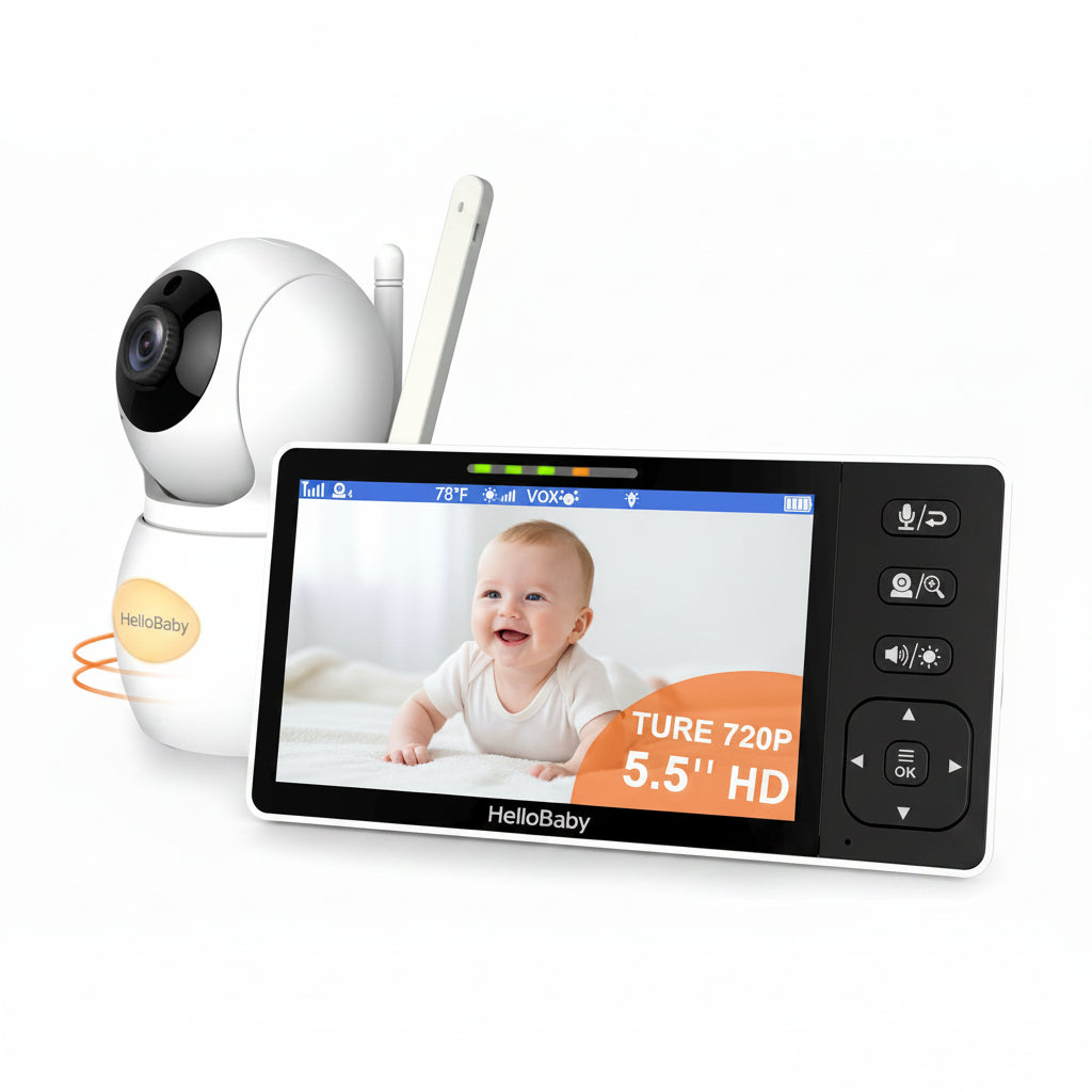 HelloBaby HB6081 one-camera monitor with its 5.5-inch Parent Unit in a manufacturer product image.