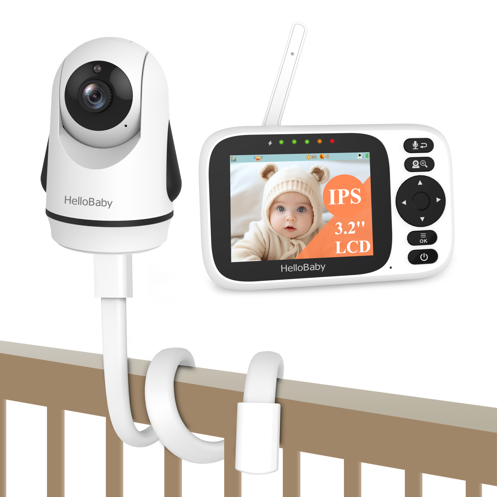 HelloBaby HB6339 listing image showing the same monitor with the named stand package.
