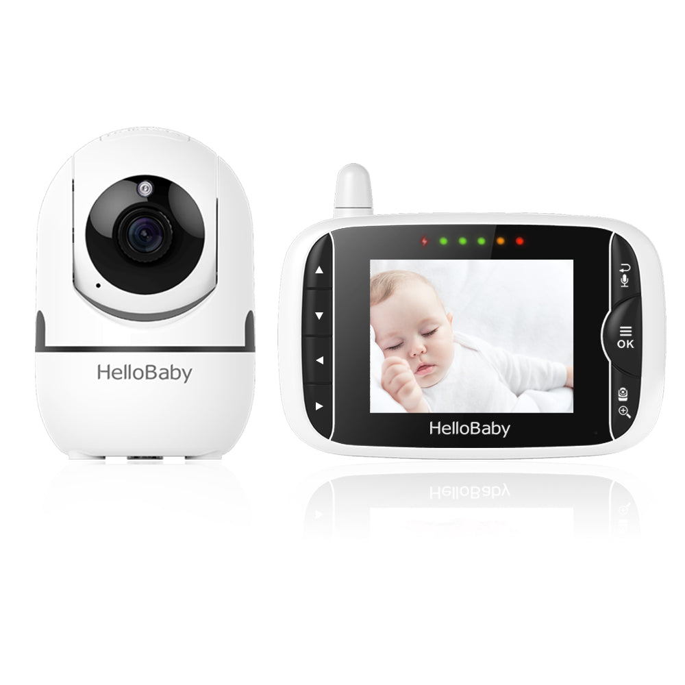 HelloBaby HB65 manufacturer listing image showing one 3.2-inch parent receiver and one camera.