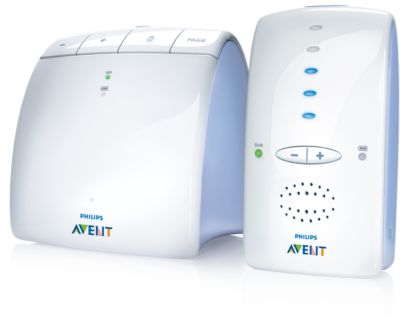 Philips Avent SCD510/00 local audio monitor shown as one parent receiver and one matching baby unit in a clean-background manufacturer rendering.