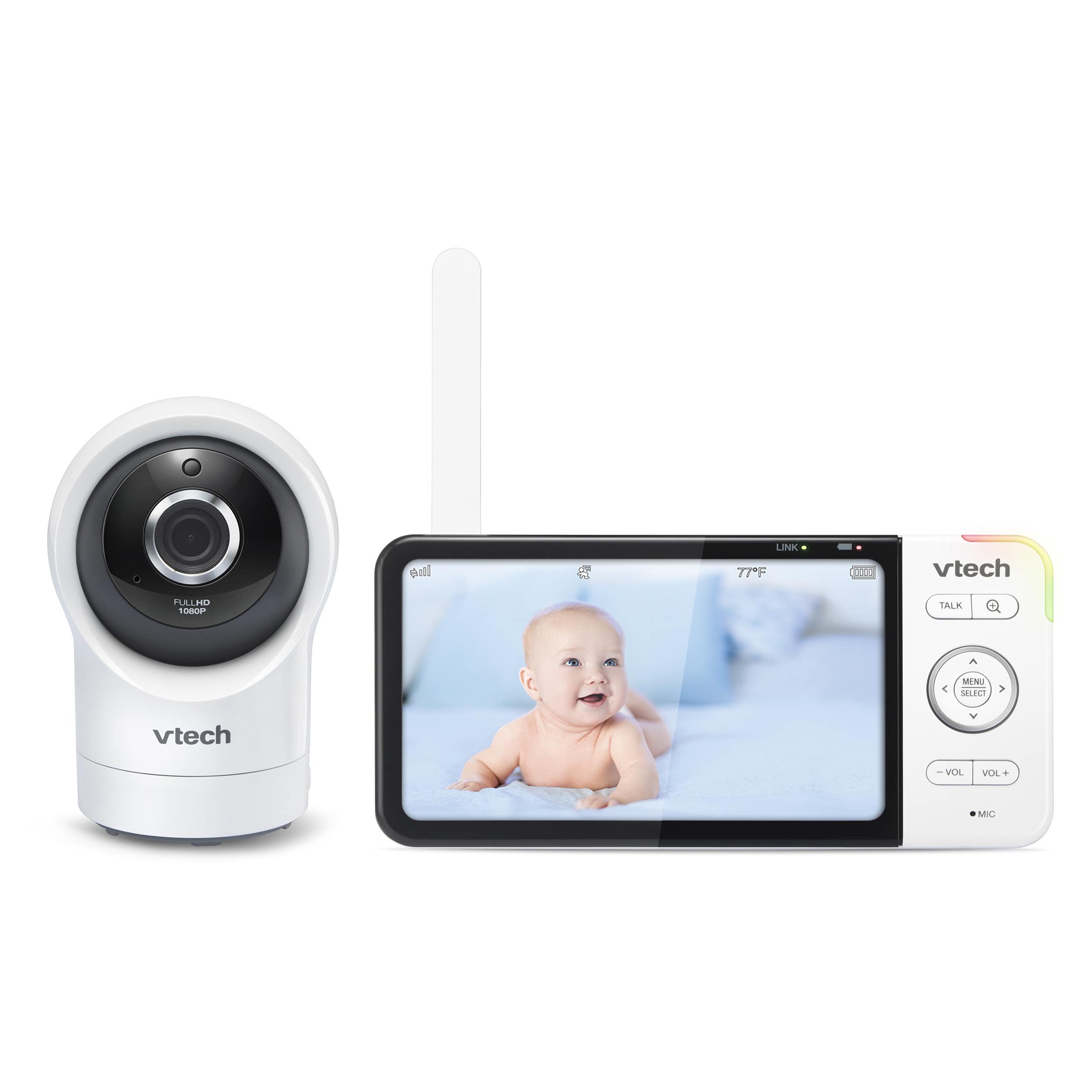 VTech RM5764HD camera and 5-inch Parent Unit in manufacturer rendering.