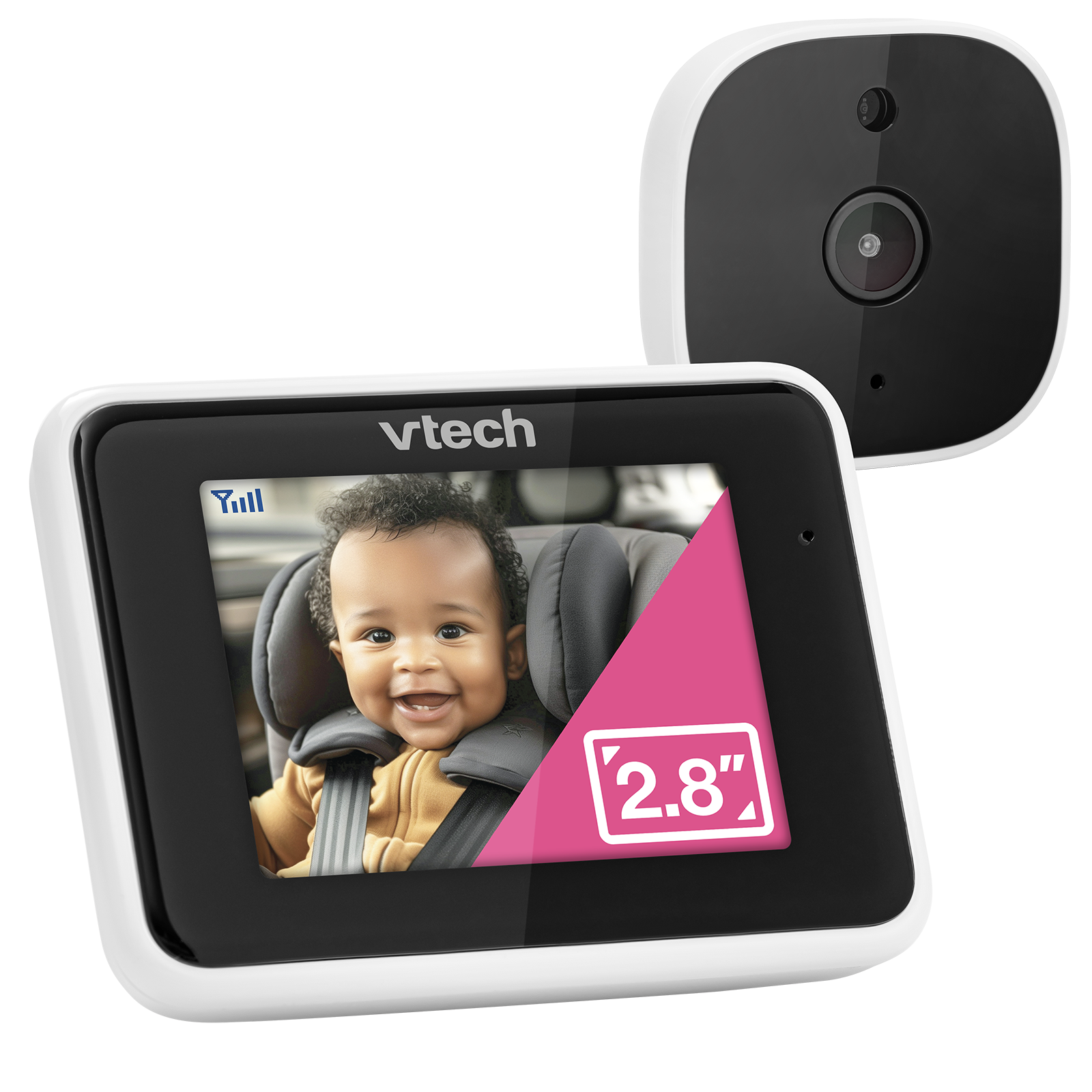 VTech V-Go 369000 in-car monitor: a 2.8-inch Parent Unit screen beside one camera.